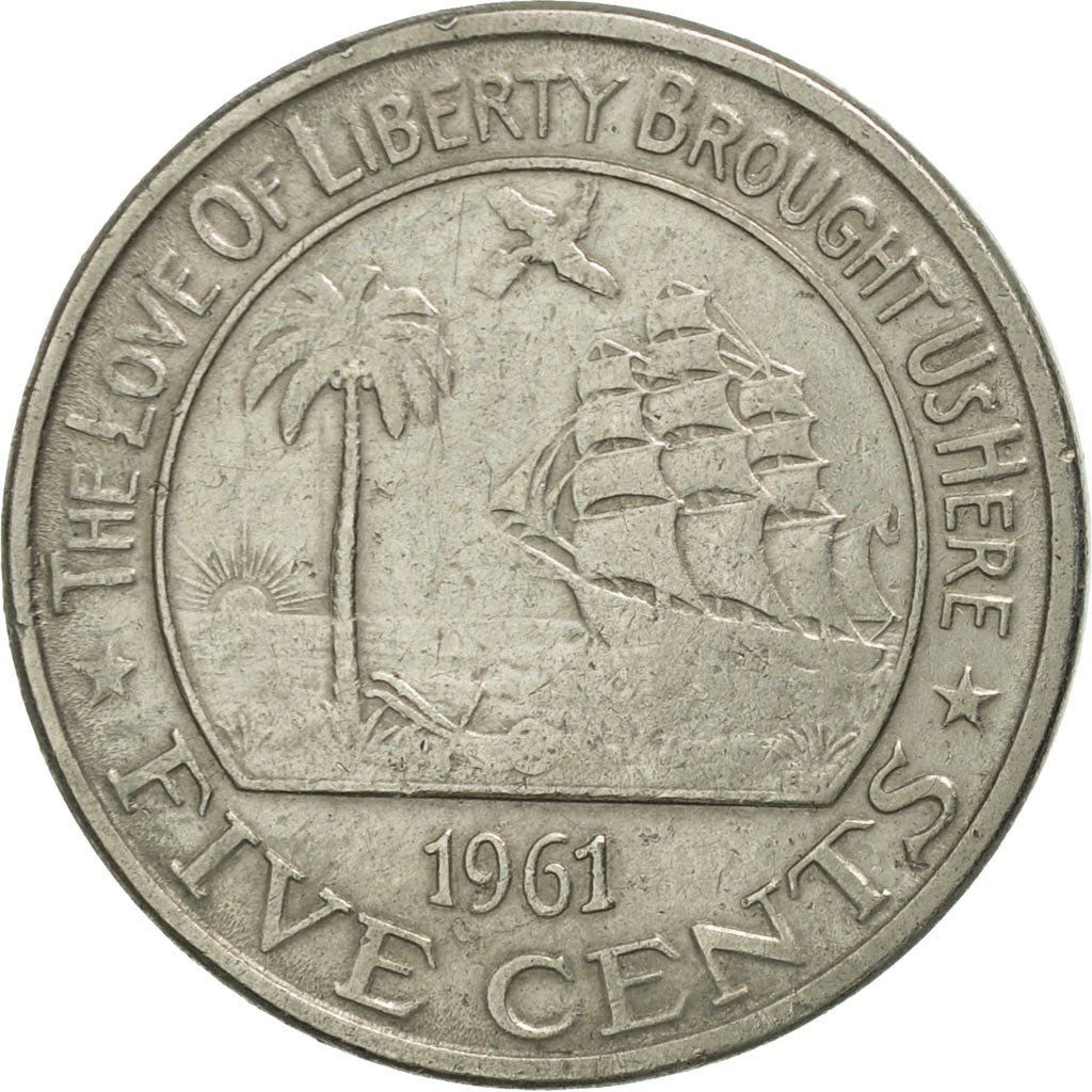 Coin, Liberia, 5 Cents, 1961, AU(50-53), Copper-nickel, KM:14