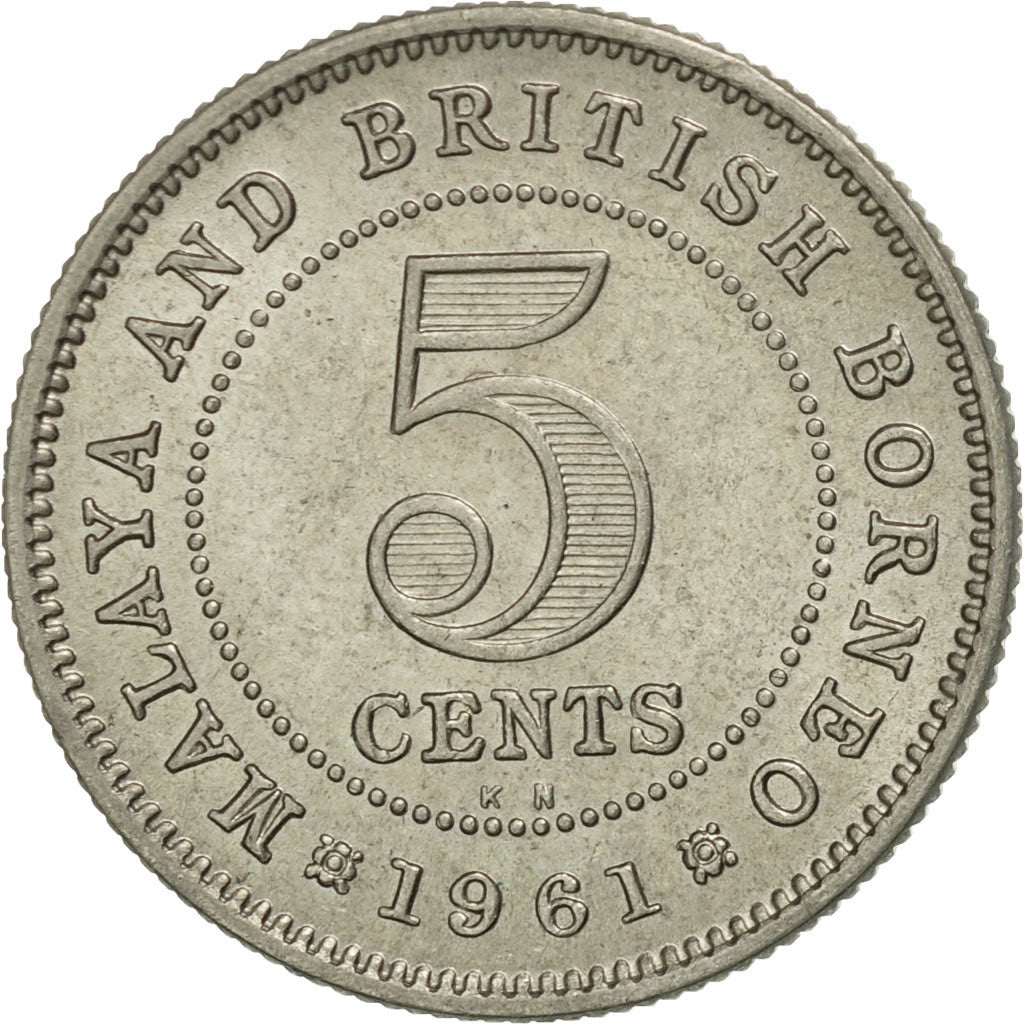 Moneta, Malesia & Borneo britannico, 5 Cents, 1961, BB+, Rame-nichel, KM:1