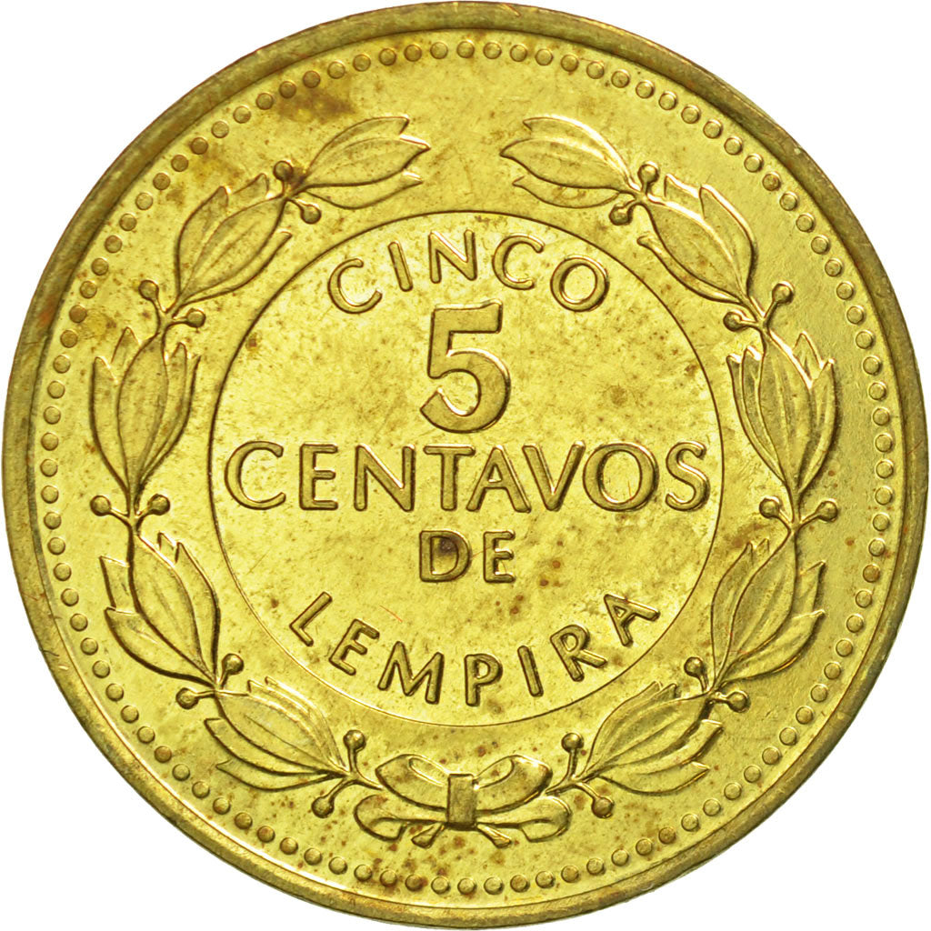 Coin, Honduras, 5 Centavos, 1994, AU(55-58), Brass, KM:72.3