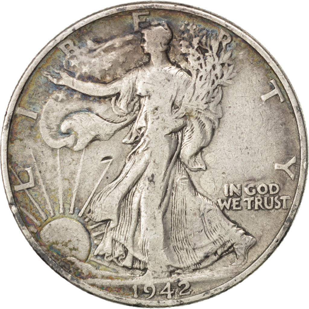 Coin, United States, Walking Liberty Half Dollar, Half Dollar, 1942, U.S. Mint