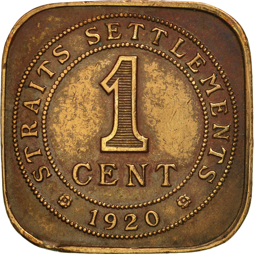 Moneda, Colonias del Estrecho, George V, Cent, 1920, MBC, Bronce, KM:32