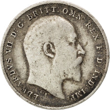 GREAT BRITAIN, 3 Pence, 1908, KM #797.2, EF(40-45), Silver, 16, 1.37