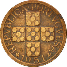 Coin, Portugal, 10 Centavos, 1951, EF(40-45), Bronze, KM:583