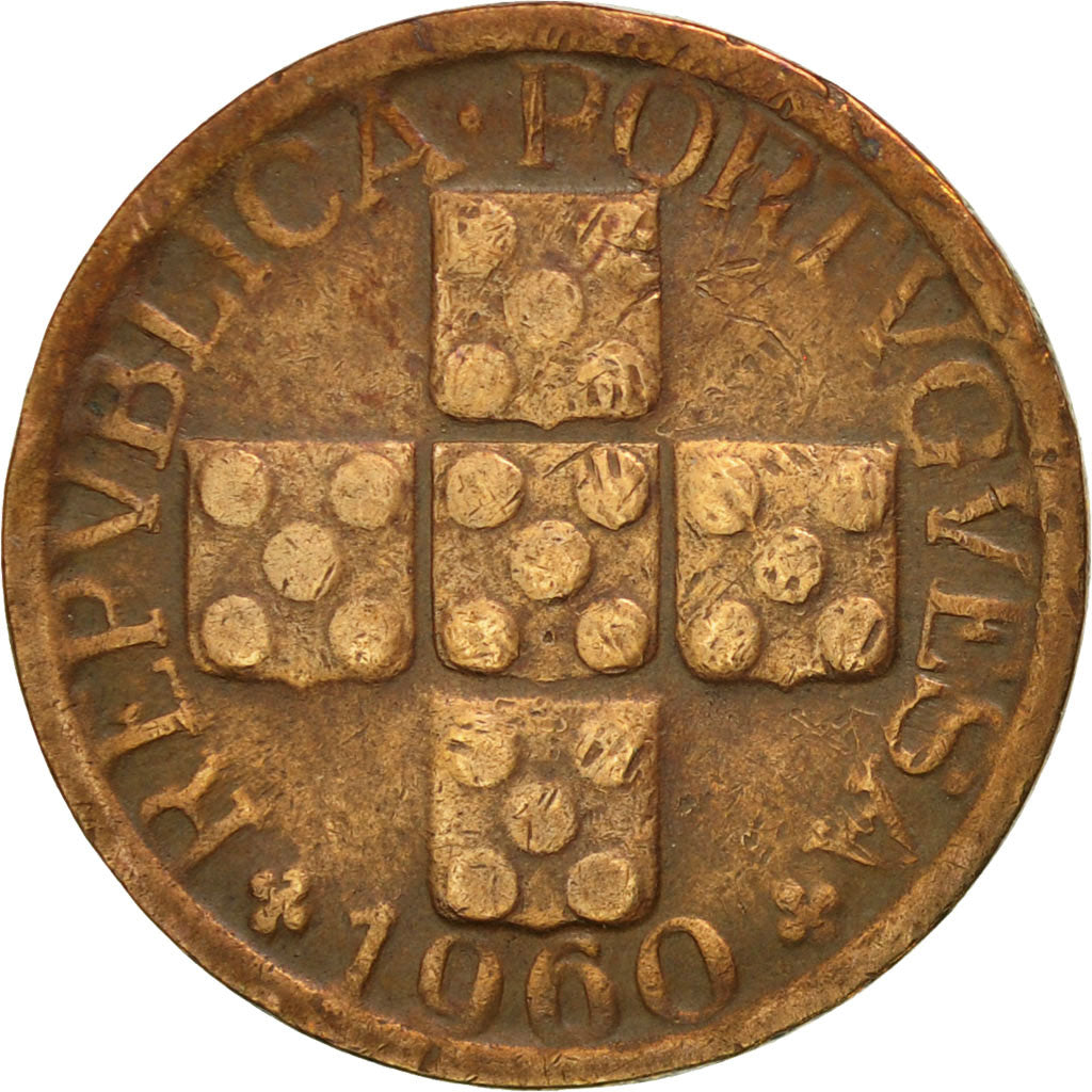 Coin, Portugal, 10 Centavos, 1960, EF(40-45), Bronze, KM:583