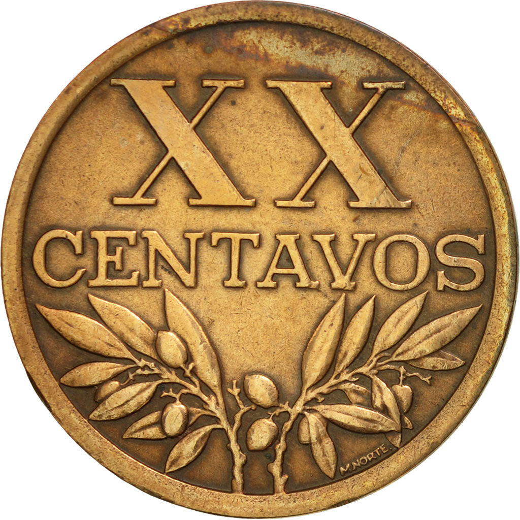 Coin, Portugal, 20 Centavos, 1967, EF(40-45), Bronze, KM:584