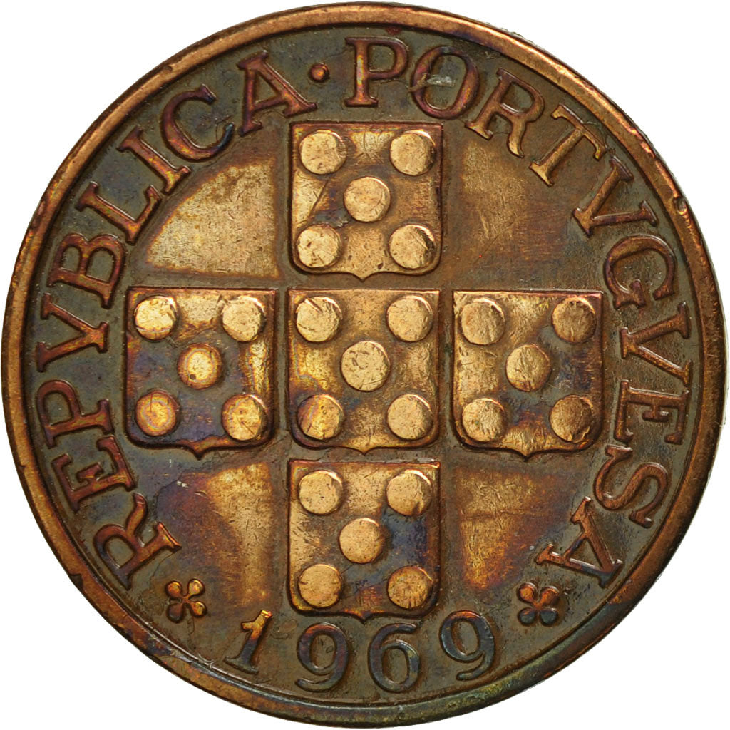 Coin, Portugal, 20 Centavos, 1969, EF(40-45), Bronze, KM:584