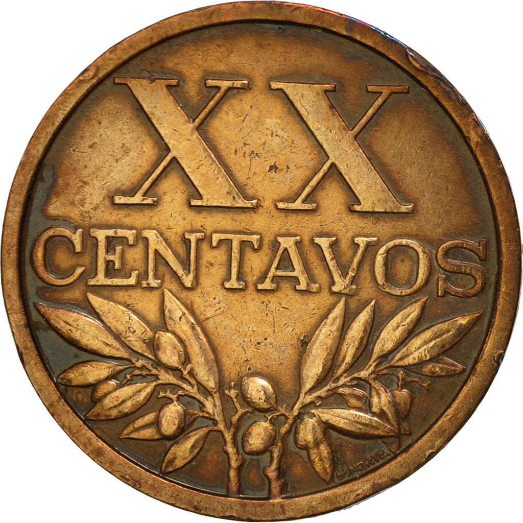 Coin, Portugal, 20 Centavos, 1969, EF(40-45), Bronze, KM:584