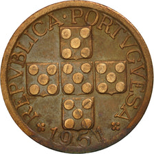 Coin, Portugal, 20 Centavos, 1951, EF(40-45), Bronze, KM:584
