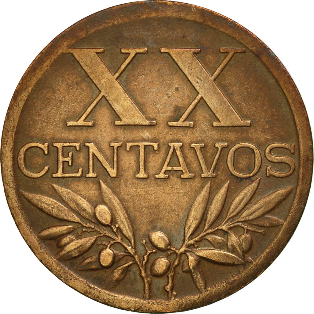 Coin, Portugal, 20 Centavos, 1951, EF(40-45), Bronze, KM:584