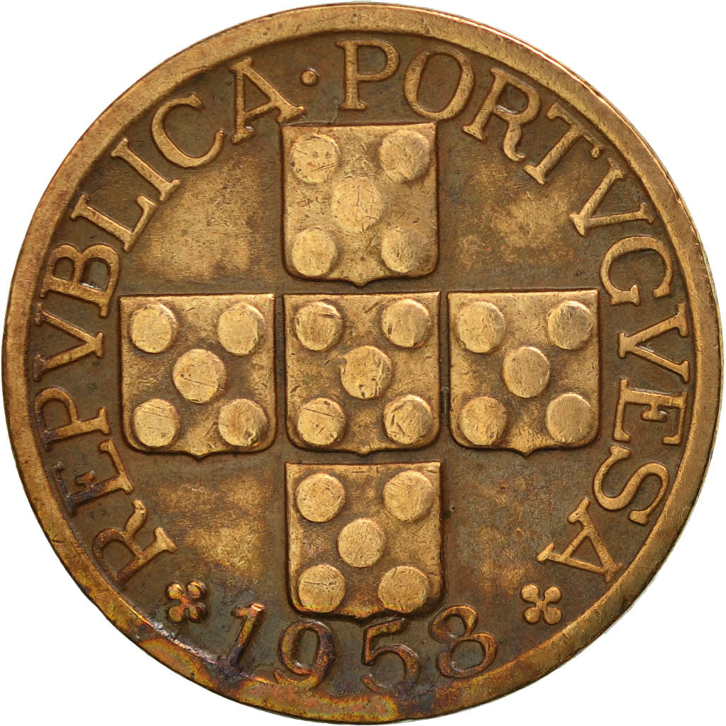 Coin, Portugal, 20 Centavos, 1958, EF(40-45), Bronze, KM:584
