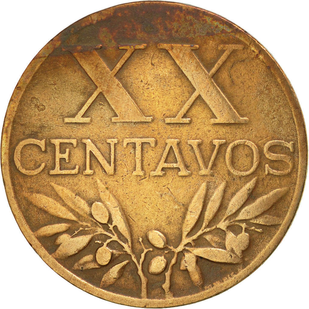 Coin, Portugal, 20 Centavos, 1958, EF(40-45), Bronze, KM:584