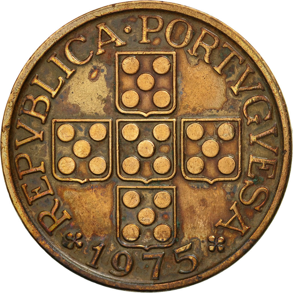 Coin, Portugal, Escudo, 1975, EF(40-45), Bronze, KM:597