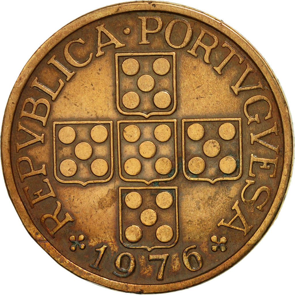 Coin, Portugal, Escudo, 1976, EF(40-45), Bronze, KM:597