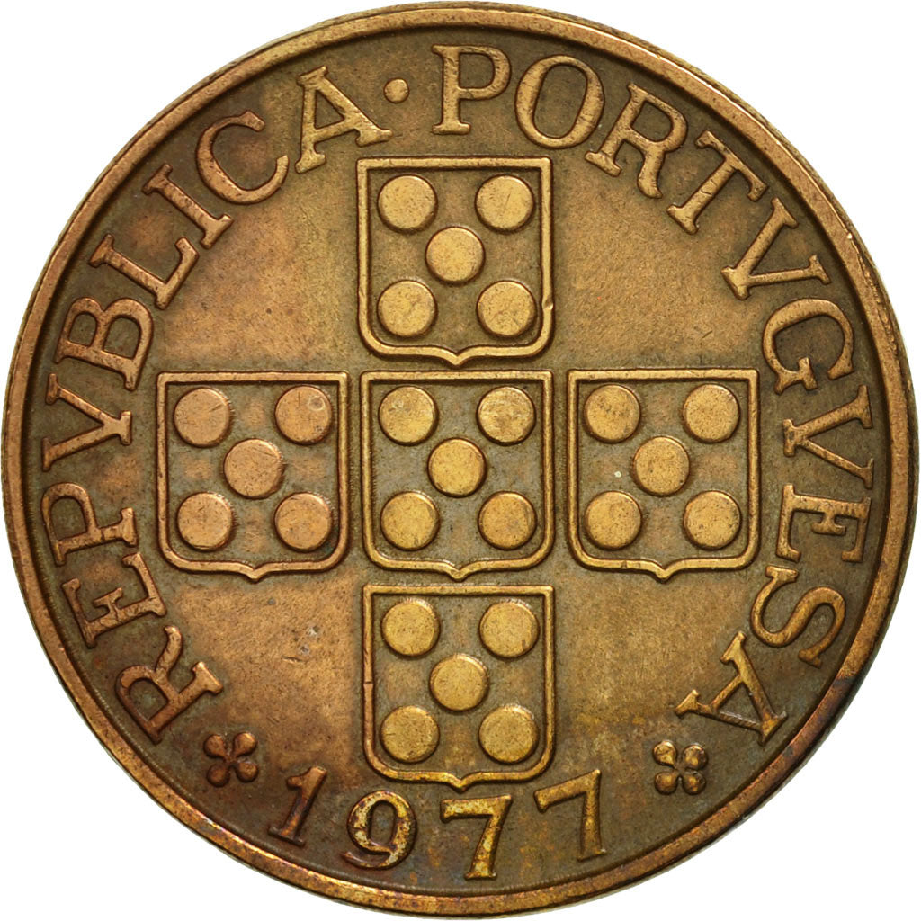 Portugal, Escudo, 1977, EF(40-45), Bronze, KM:597