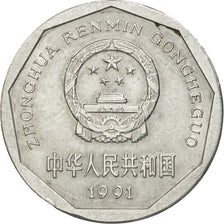 Moneda, CHINA, REPÚBLICA POPULAR, Jiao, 1991, EBC+, Aluminio, KM:335