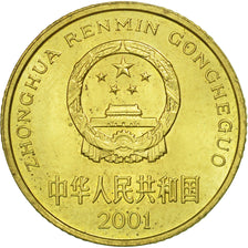 CHINA, PEOPLE'S REPUBLIC, 5 Jiao, 2001, MS(60-62), Brass, KM:336