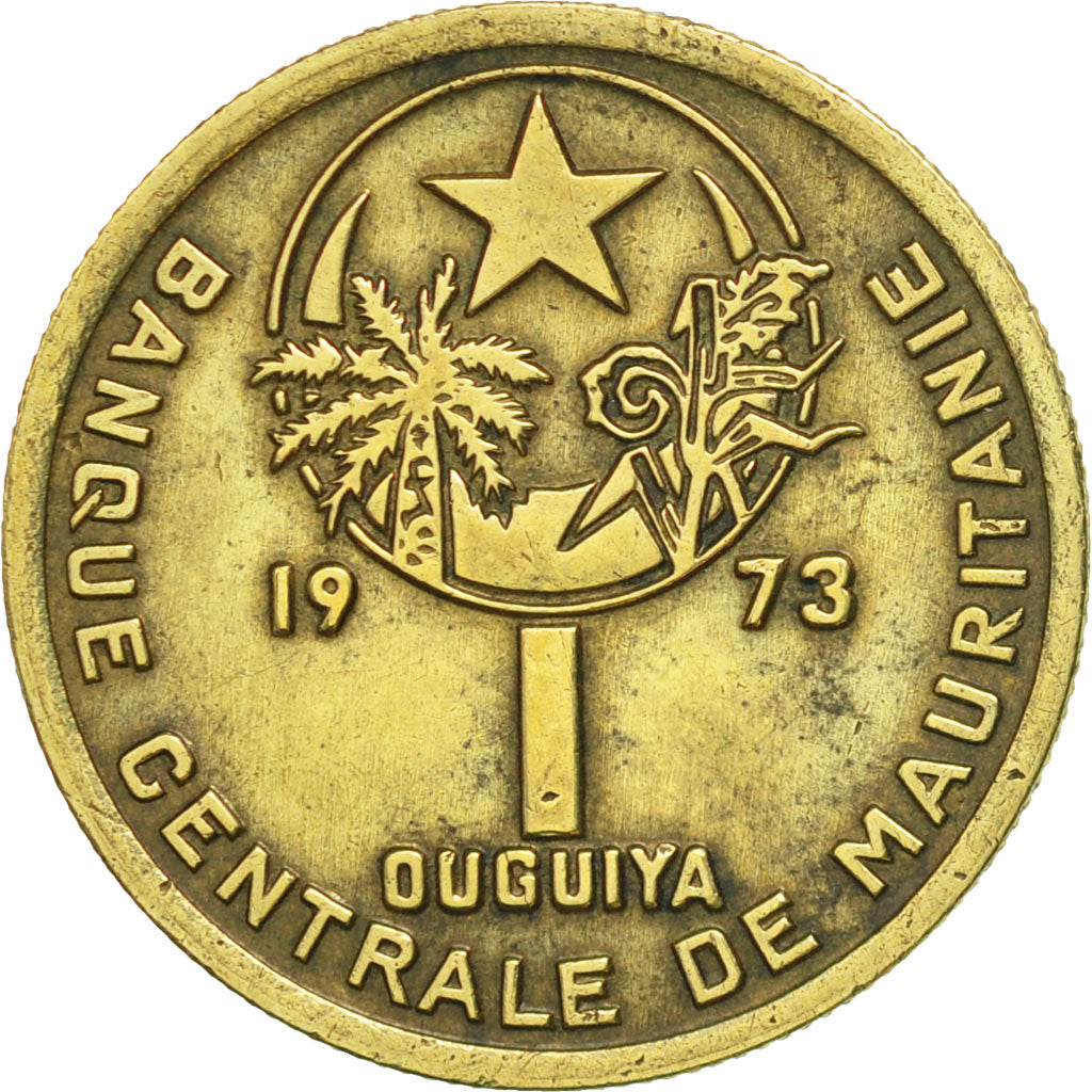 Mauritania, Ouguiya, 1973, AU(50-53), Aluminum-Bronze, KM:2