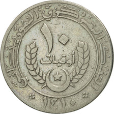 Moneda, Mauritania, 10 Ouguiya, 1990, MBC, Cobre - níquel, KM:4