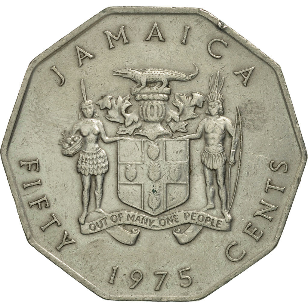 Coin, Jamaica, Elizabeth II, 50 Cents, 1975, AU(50-53), Copper-nickel, KM:65