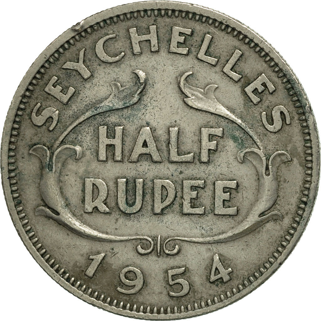 Seychelles, 1/2 Rupee, 1954, MBC, Cobre - níquel, KM:12