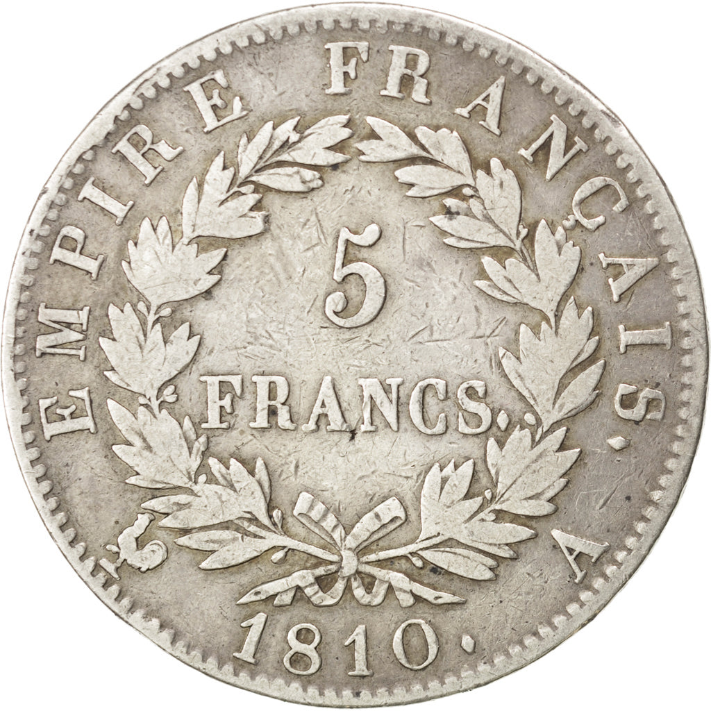 FRANCE, Napoléon I, 5 Francs, 1810, Paris, KM #694.1, EF(40-45), Silver, Gadoury