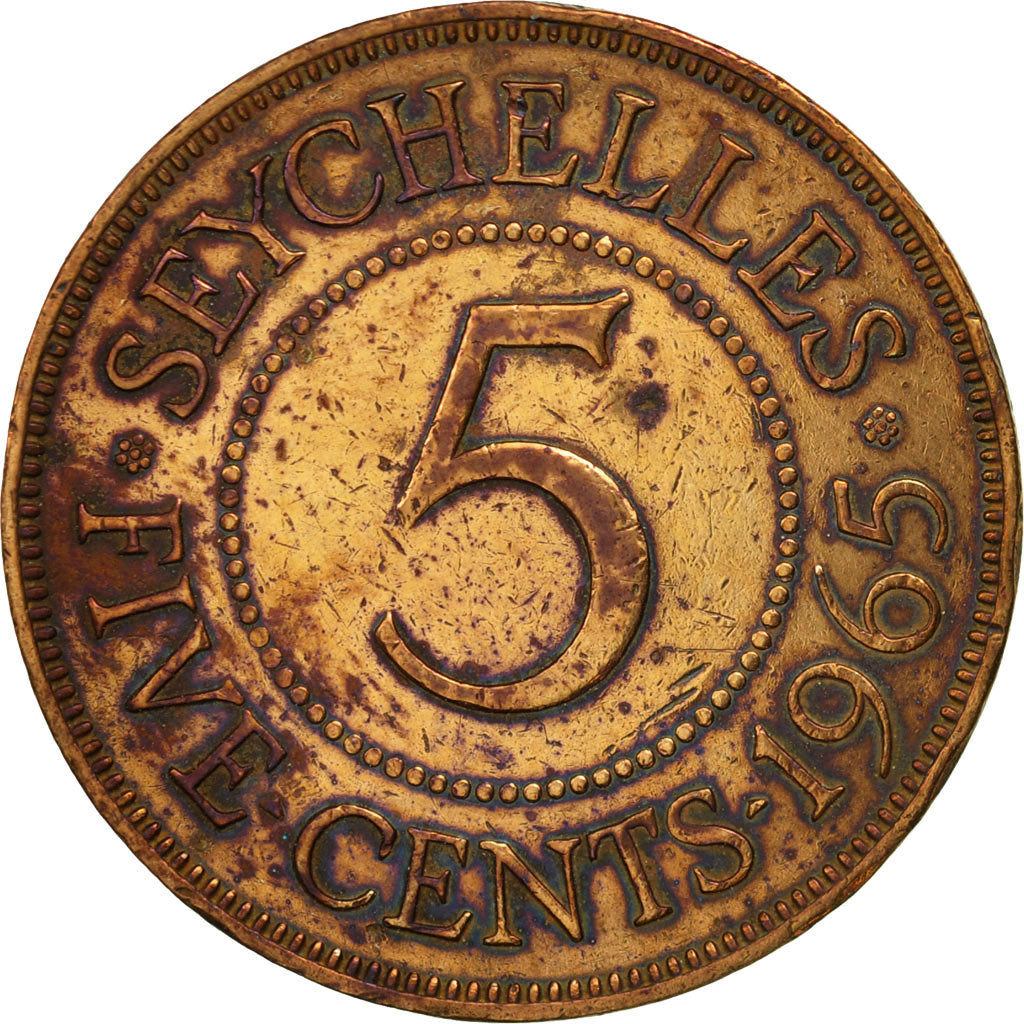 Seychelles, 5 Cents, 1965, British Royal Mint, EF(40-45), Bronze, KM:16
