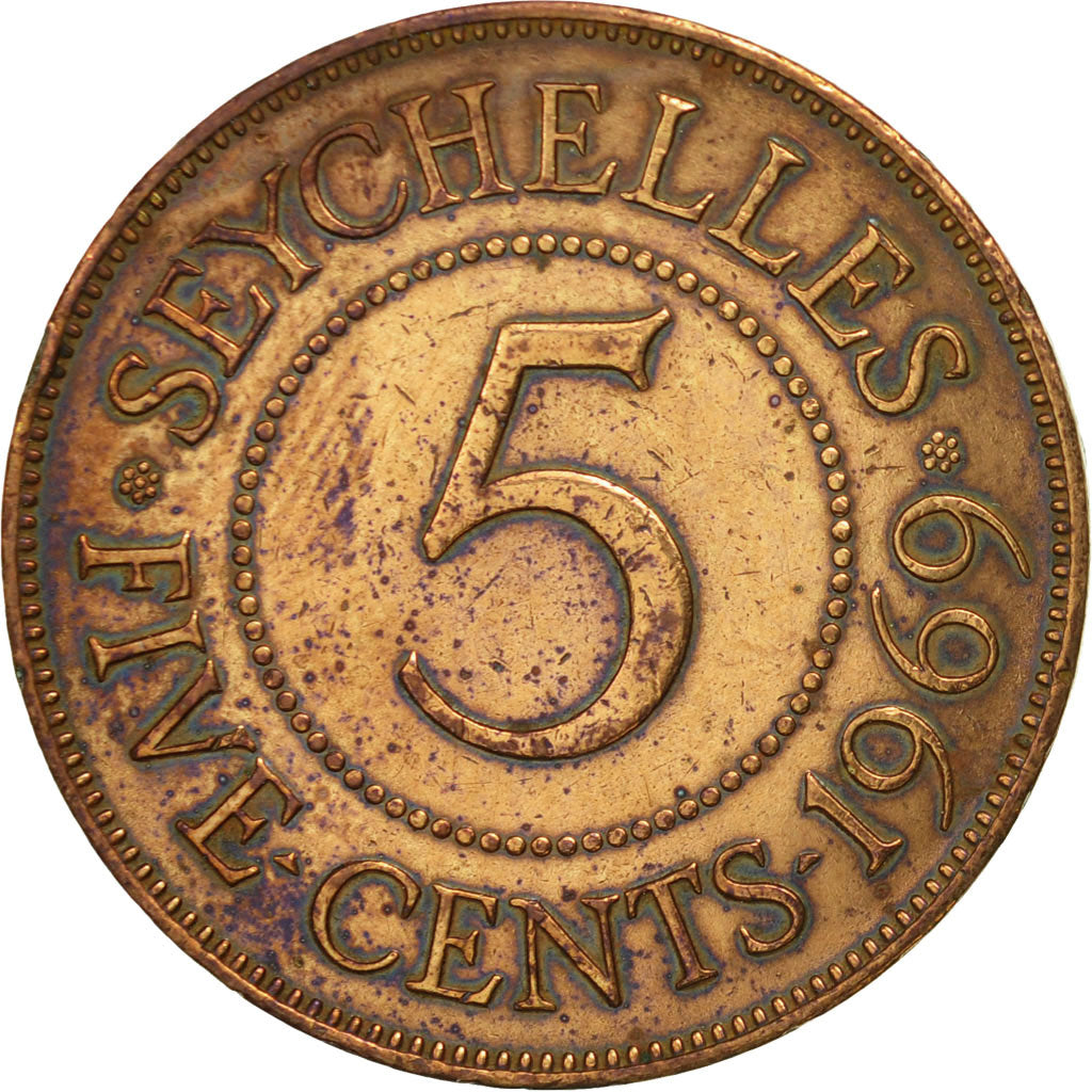 Coin, Seychelles, 5 Cents, 1969, British Royal Mint, EF(40-45), Bronze, KM:16