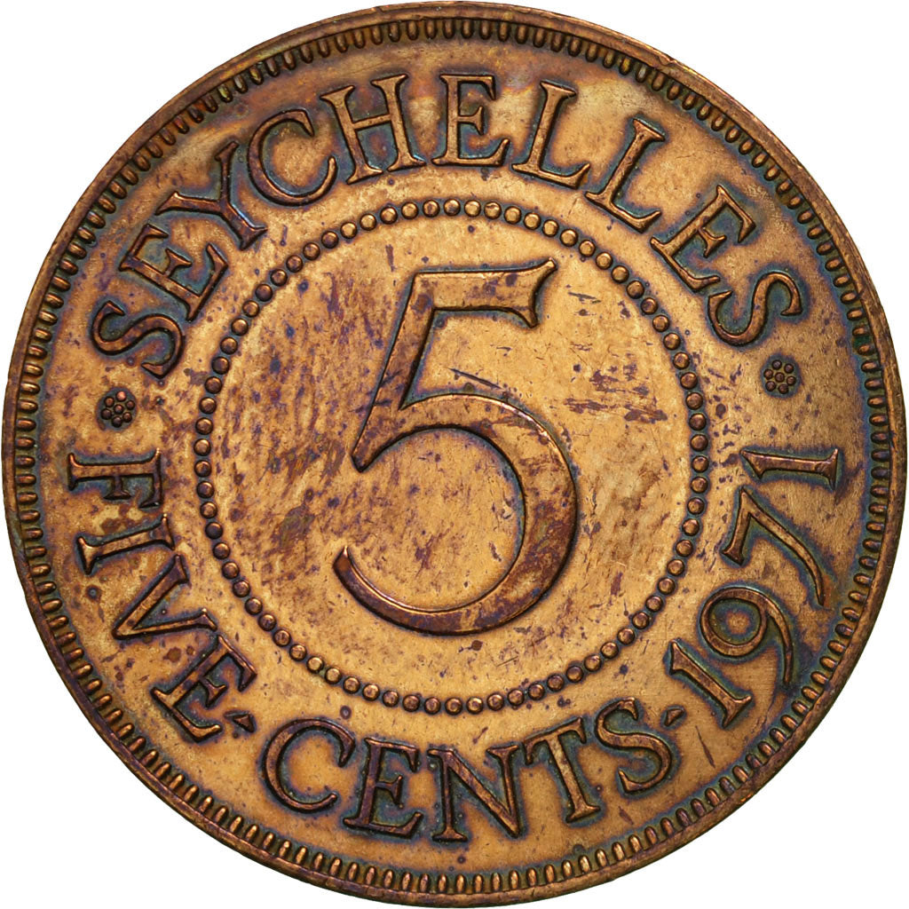 Seychelles, 5 Cents, 1971, British Royal Mint, EF(40-45), Bronze, KM:16