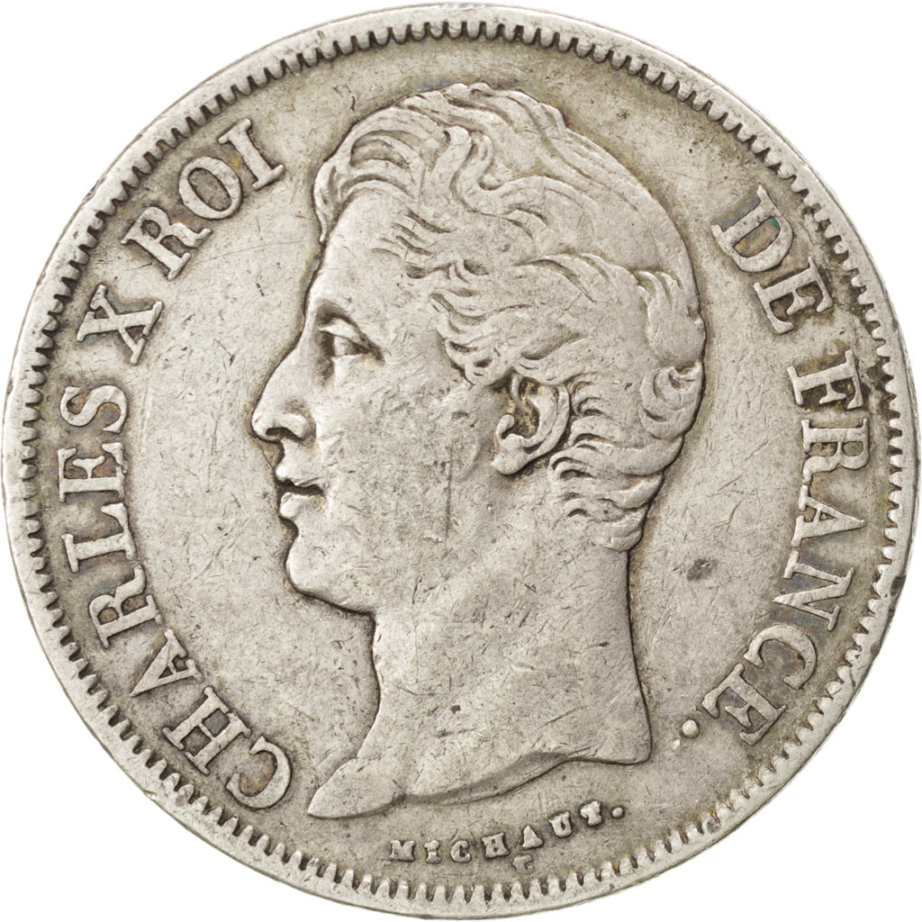 FRANCE, Charles X, 5 Francs, 1829, Paris, KM #728.1, EF(40-45), Silver, Gadoury.