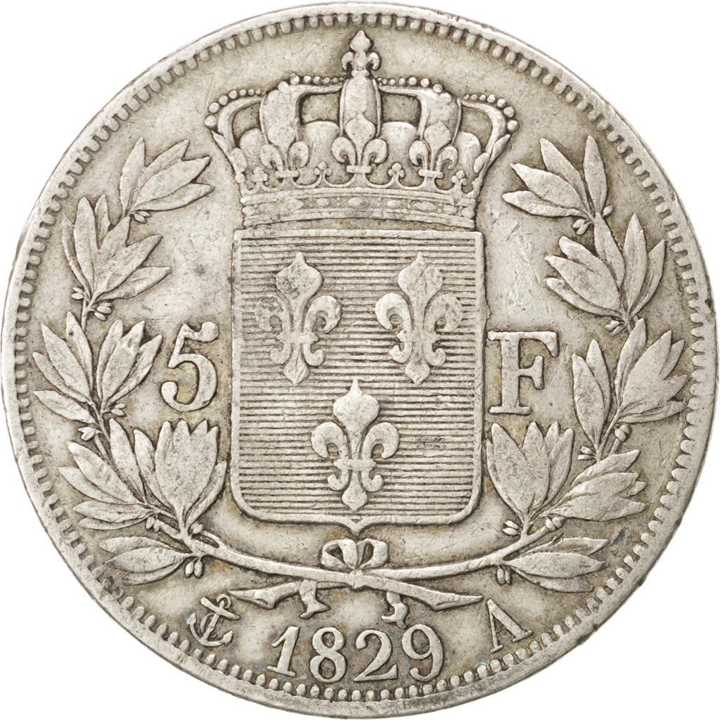 FRANCE, Charles X, 5 Francs, 1829, Paris, KM #728.1, EF(40-45), Silver, Gadoury.