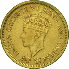Coin, Ceylon, George VI, 50 Cents, 1943, AU(50-53), Nickel-brass, KM:116