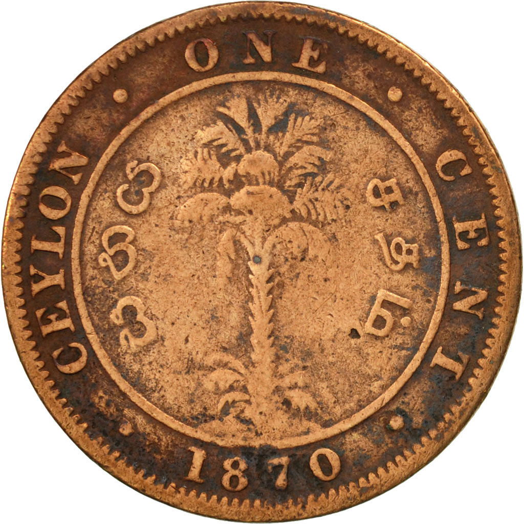 Munten, Ceylon, Victoria, Cent, 1870, FR, Koper, KM:92