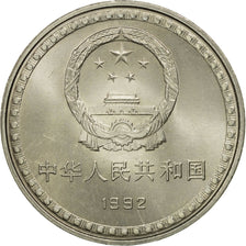 CHINA, PEOPLE'S REPUBLIC, Yuan, 1992, VZ+, Nickel Clad Steel, KM:390