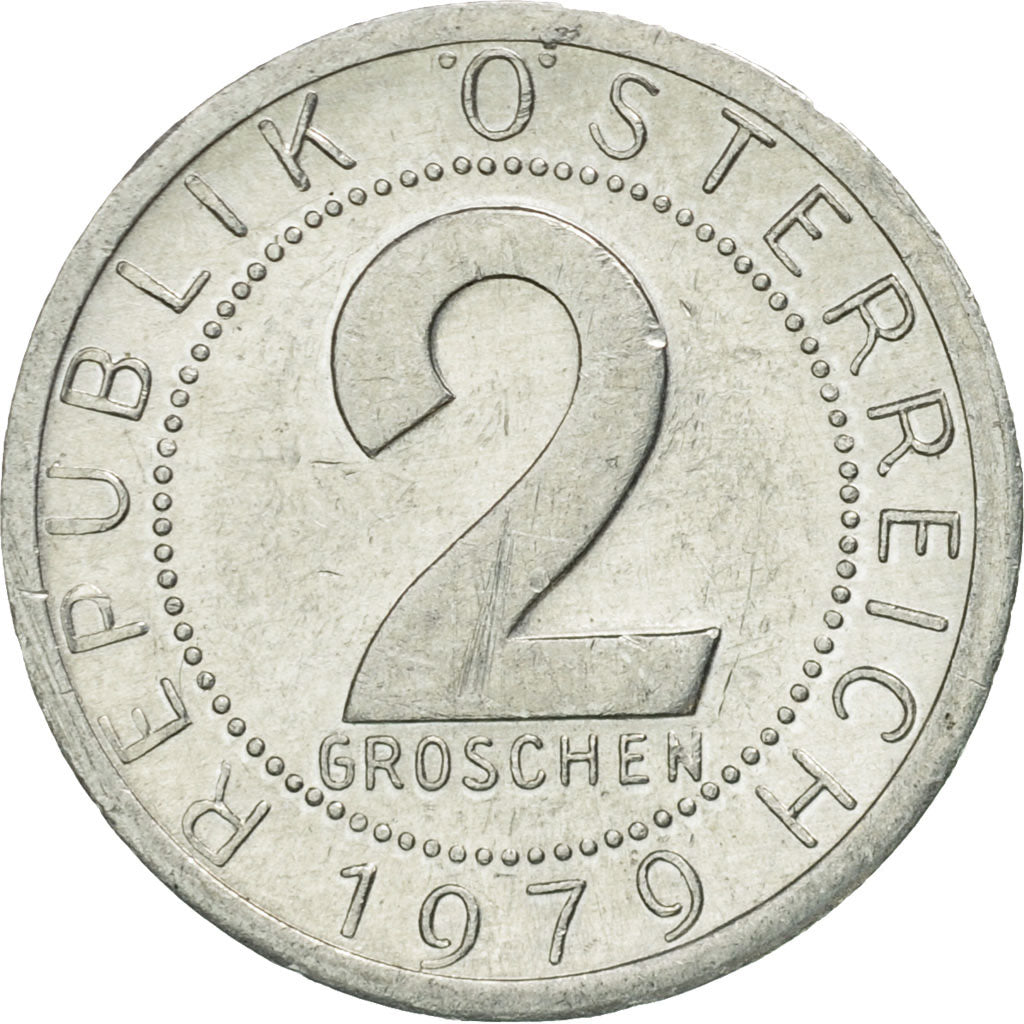Coin, Austria, 2 Groschen, 1979, AU(55-58), Aluminum, KM:2876
