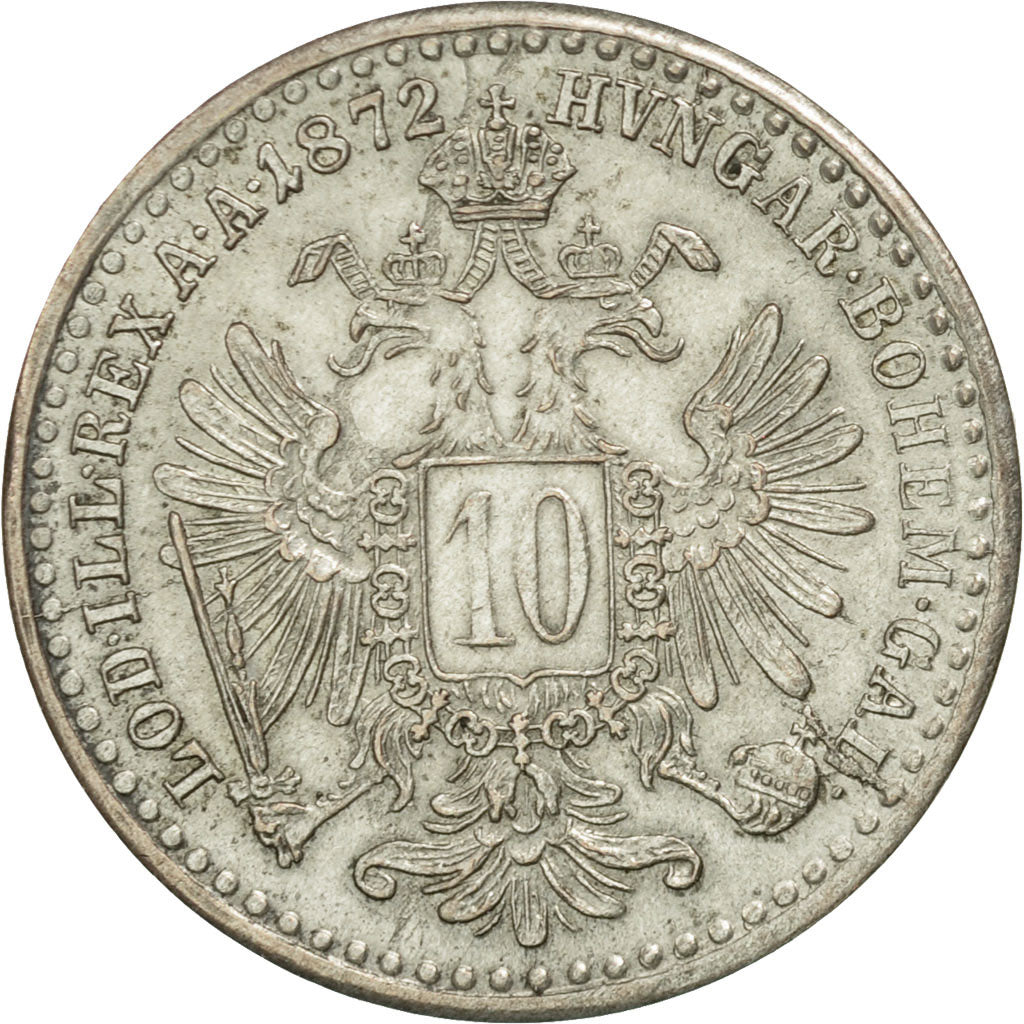 Österreich, Franz Joseph I, 10 Kreuzer, 1872, VZ, Silber, KM:2206