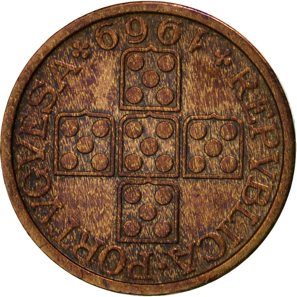 Coin, Portugal, 20 Centavos, 1969, EF(40-45), Bronze, KM:595