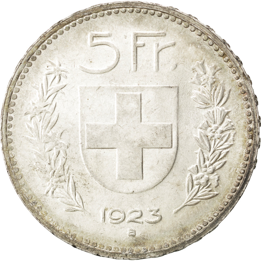 SWITZERLAND, 5 Francs, 1923, Bern, KM #37, MS(63), Silver, 37, 25.02