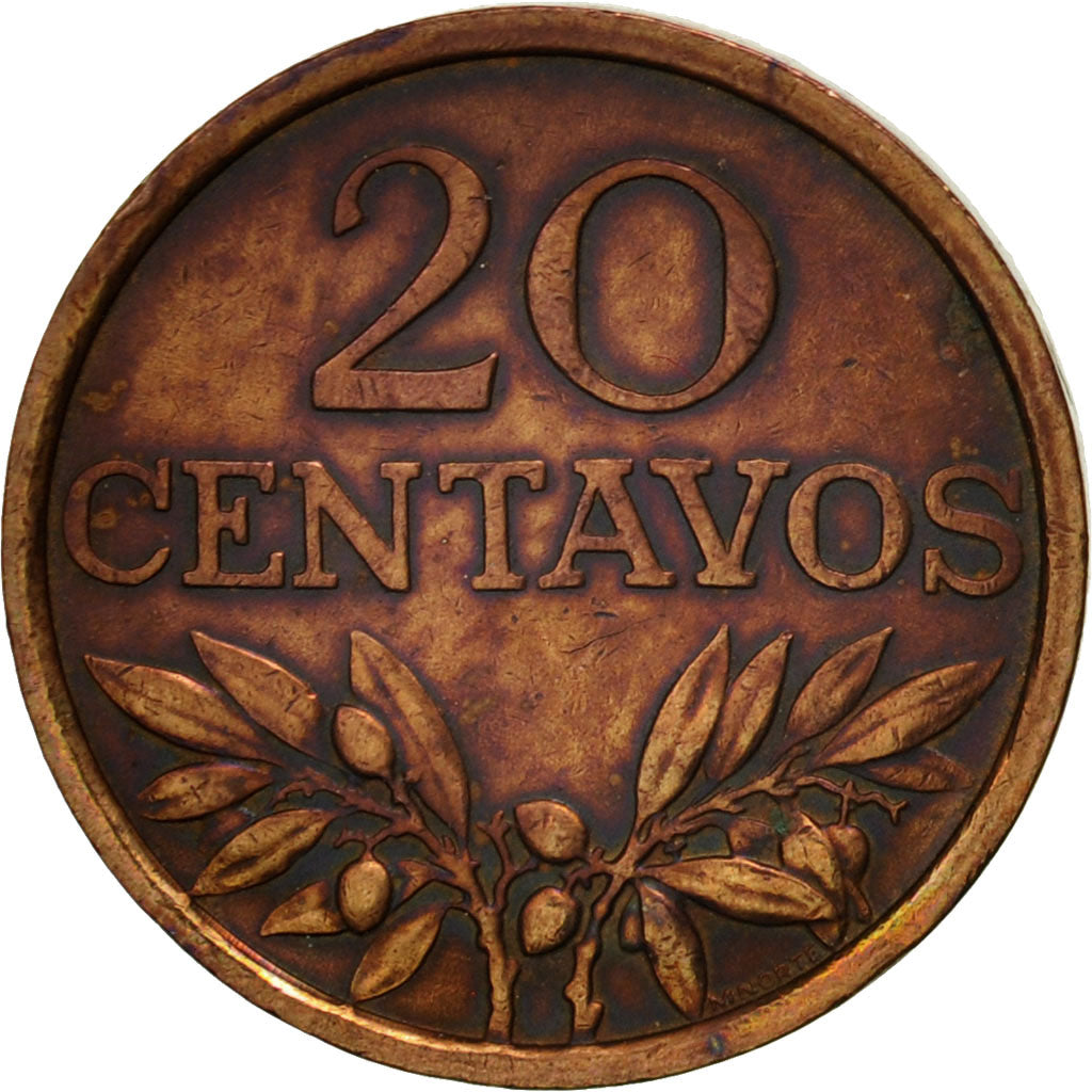 Coin, Portugal, 20 Centavos, 1973, EF(40-45), Bronze, KM:595