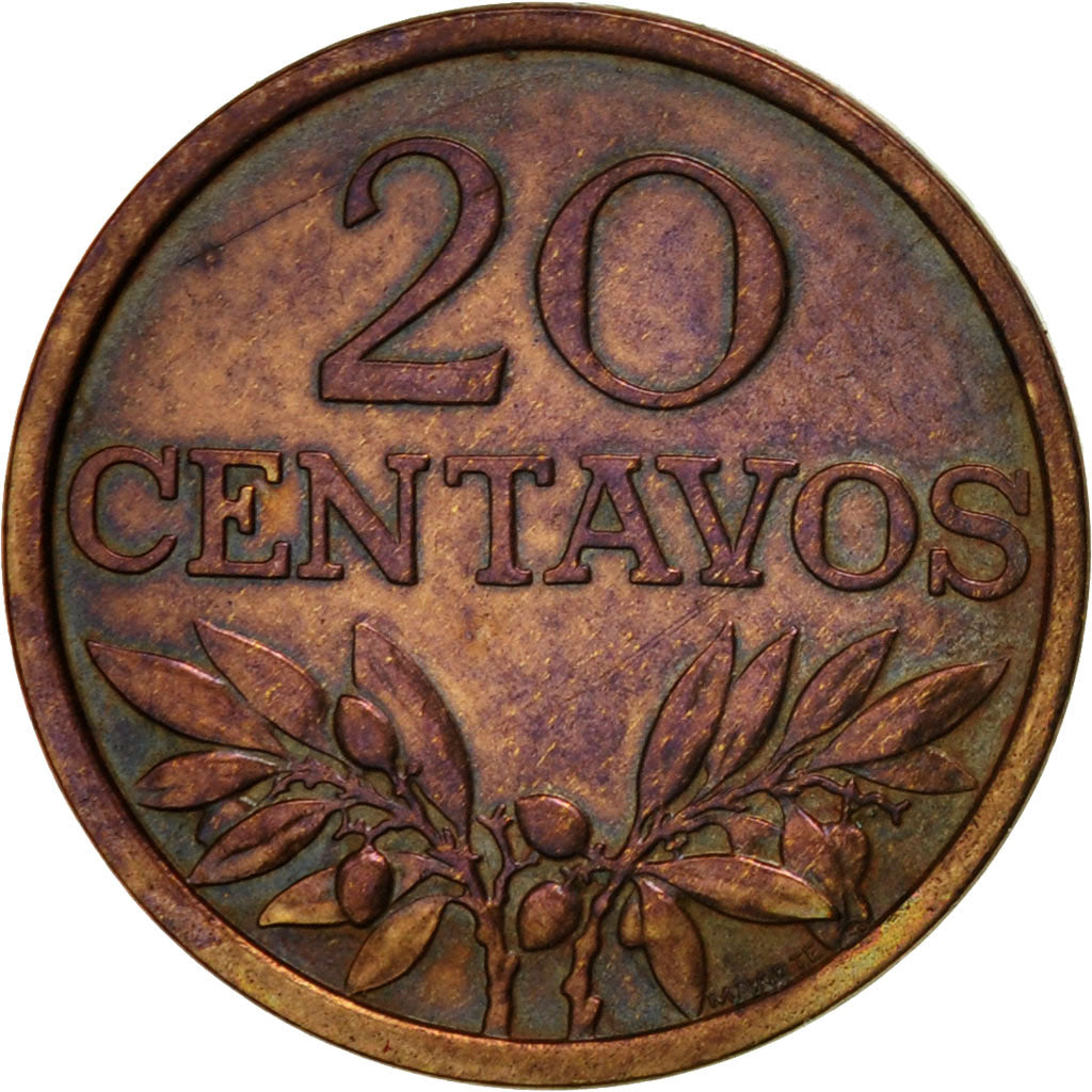 Coin, Portugal, 20 Centavos, 1970, EF(40-45), Bronze, KM:595