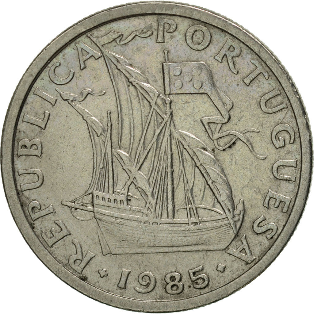 Coin, Portugal, 2-1/2 Escudos, 1985, AU(55-58), Copper-nickel, KM:590
