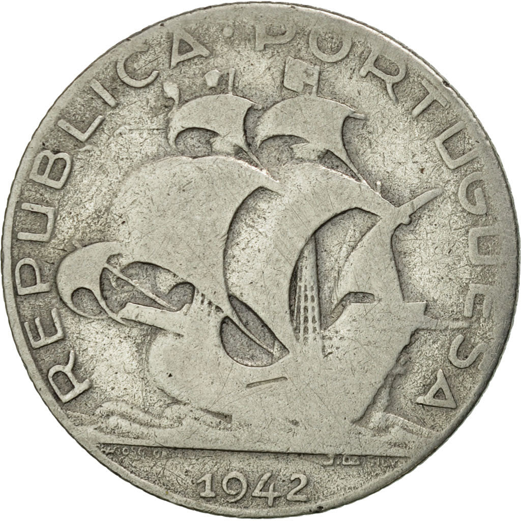 Coin, Portugal, 2-1/2 Escudos, 1942, VF(30-35), Silver, KM:580