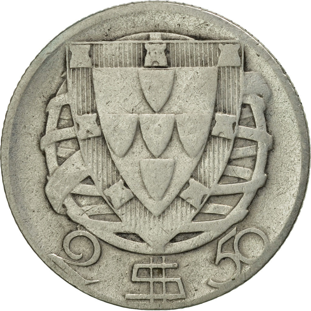 Coin, Portugal, 2-1/2 Escudos, 1945, VF(30-35), Silver, KM:580