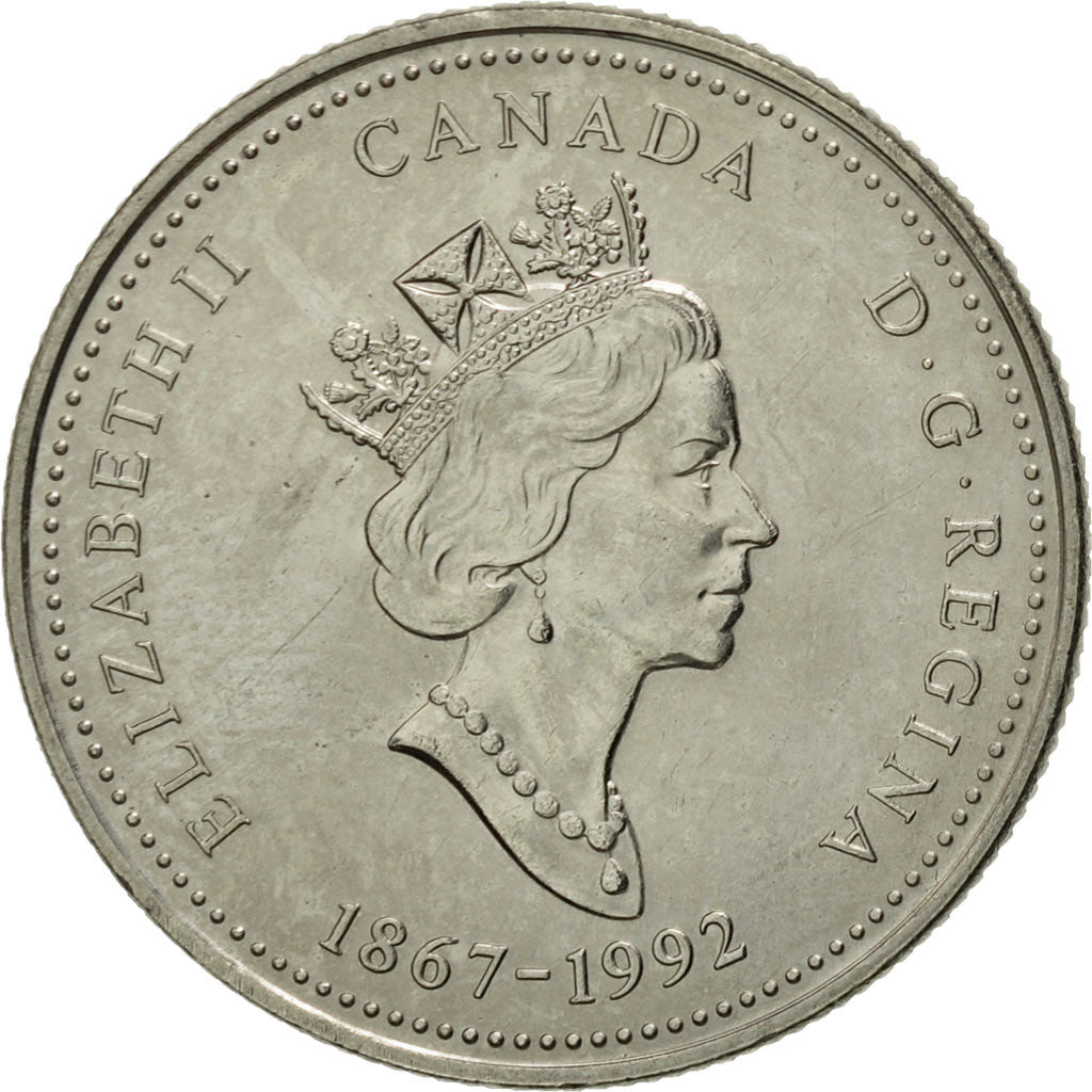 Coin, Canada, Elizabeth II, 25 Cents, 1992, Royal Canadian Mint, Ottawa
