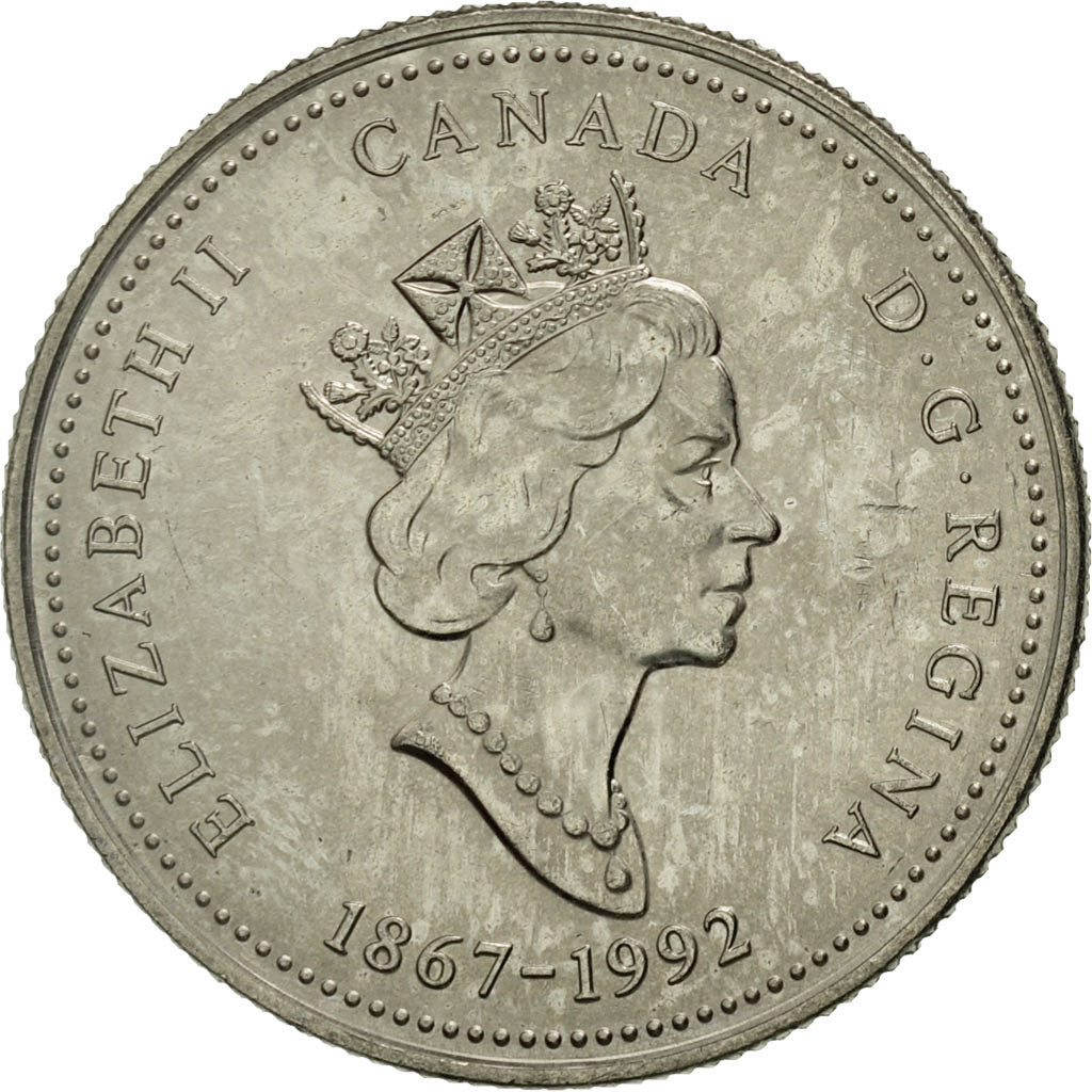 Coin, Canada, Elizabeth II, 25 Cents, 1992, Royal Canadian Mint, Ottawa