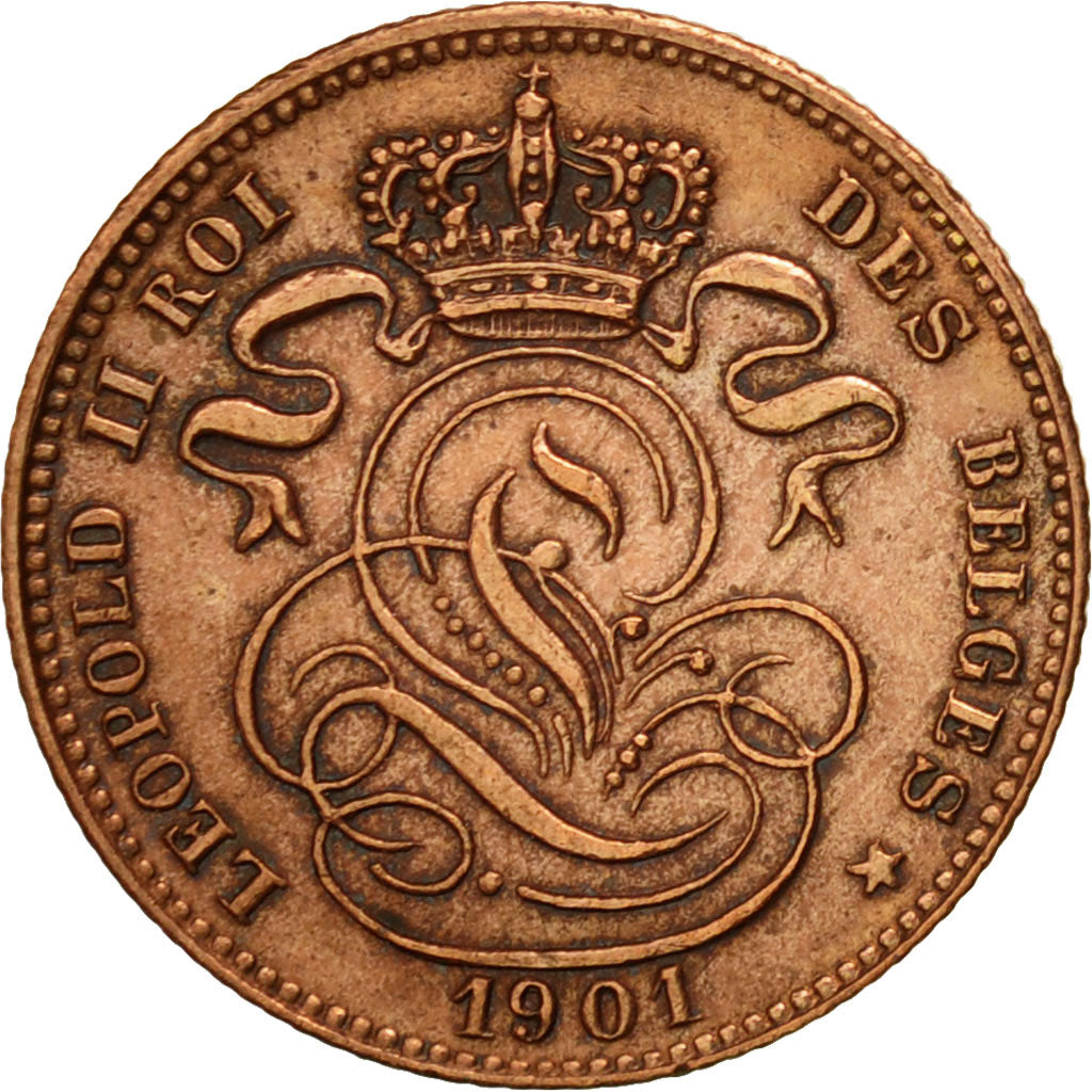 Coin, Belgium, Leopold II, Centime, 1901, AU(50-53), Copper, KM:33.1