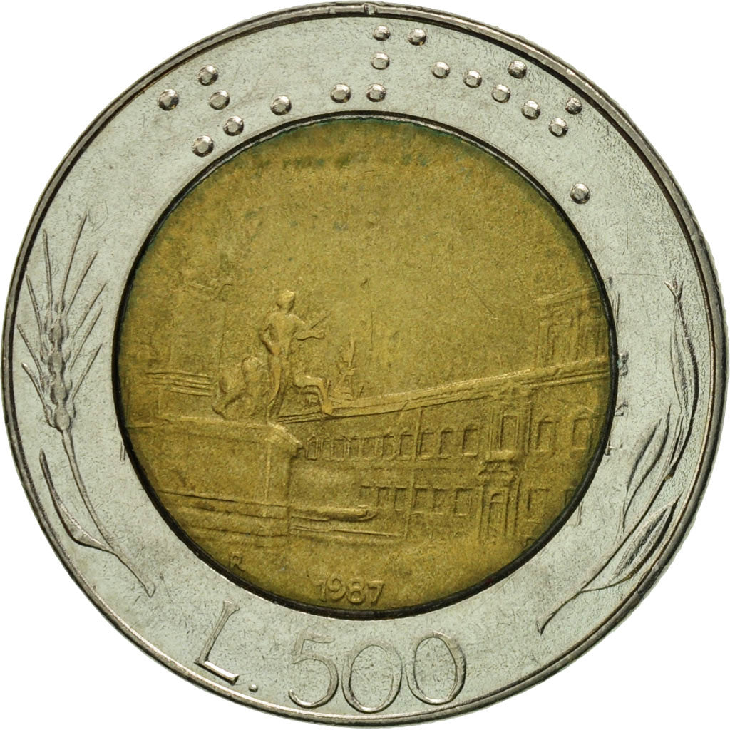 Coin, Italy, 500 Lire, 1987, Rome, EF(40-45), Bi-Metallic, KM:111