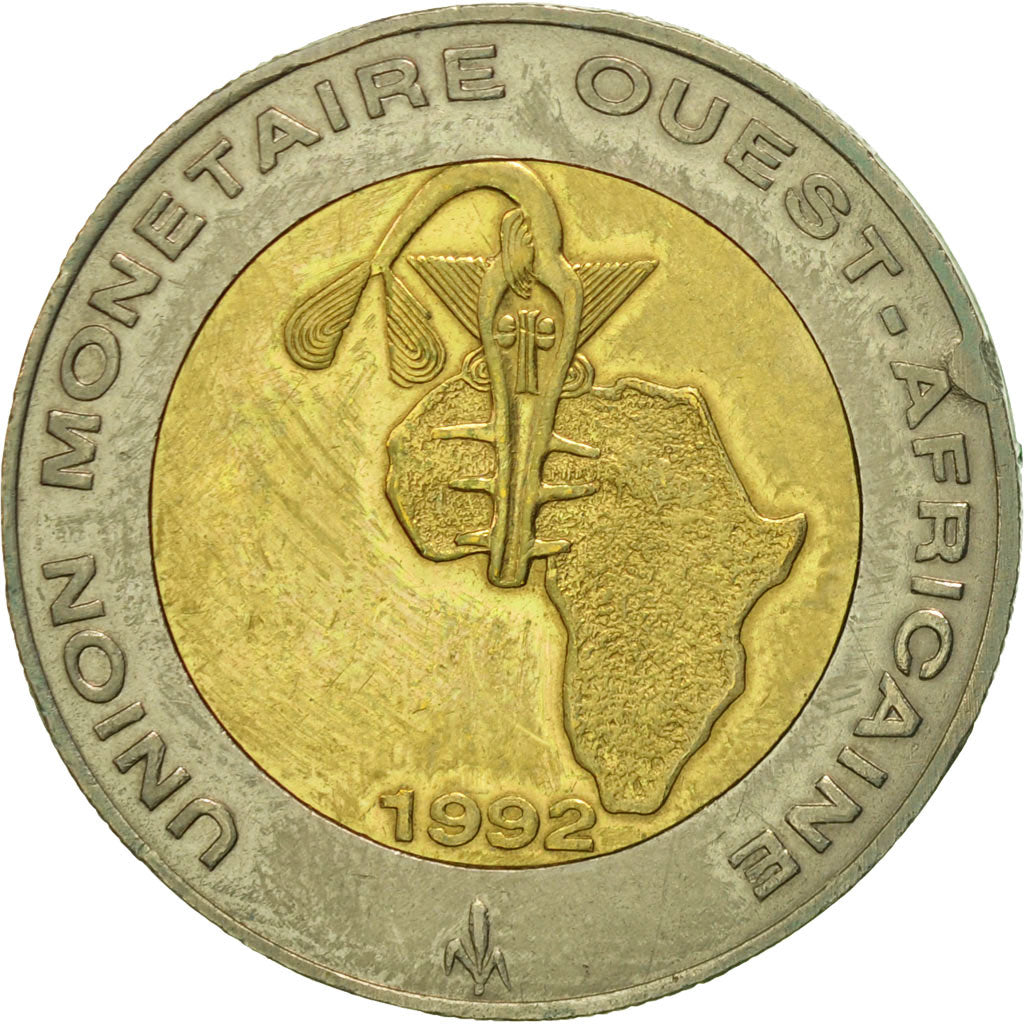 Coin, West African States, 250 Francs, 1992, Paris, AU(50-53), Bi-Metallic