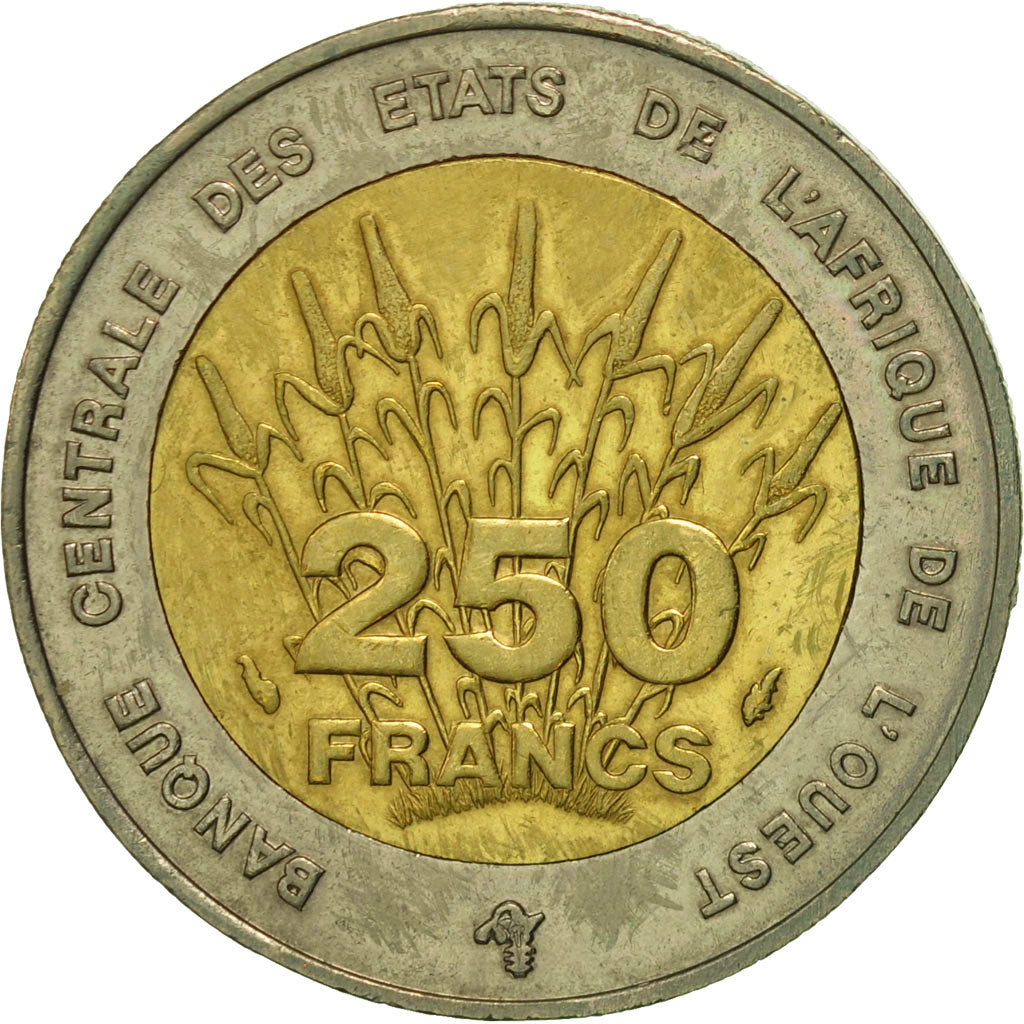 Coin, West African States, 250 Francs, 1992, Paris, AU(50-53), Bi-Metallic