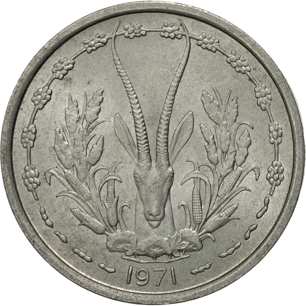 West African States, Franc, 1971, Paris, AU(55-58), Aluminum, KM:3.1
