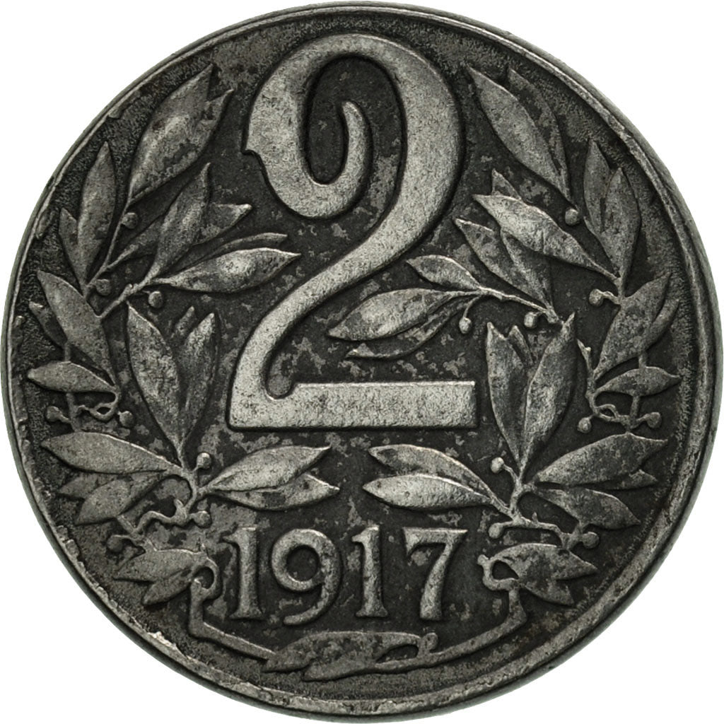 Austria, Karl I, 2 Heller, 1917, MBC, Hierro, KM:2824